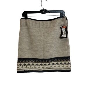 Everest Designs Megan Handmade Wool Skirt Size L Beige Gray Fair Isle Knit NEW